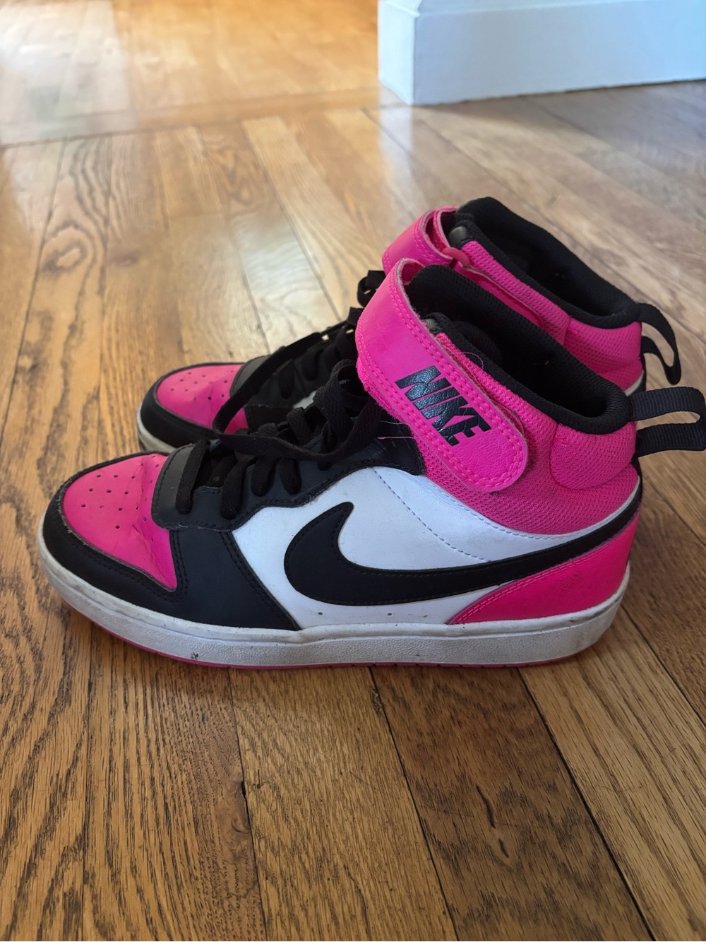 Nike Kids High-Top Sneakers - Black, White & Hot Pink